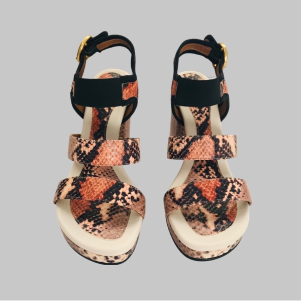 See By Chloe Snakeskin Effect Block Heel Platform Sandal Antique Rose Si… - Picture 7 of 11